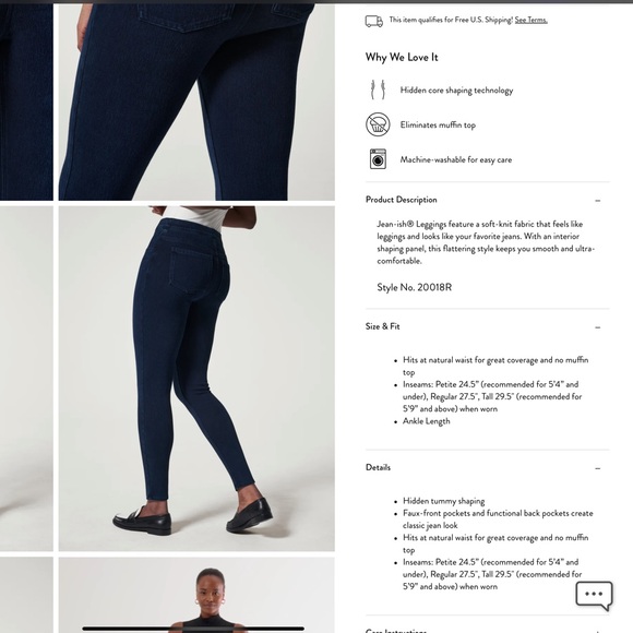 Spanx Medium Control Jeanish Ankle Leggings - Picture 2 of 14